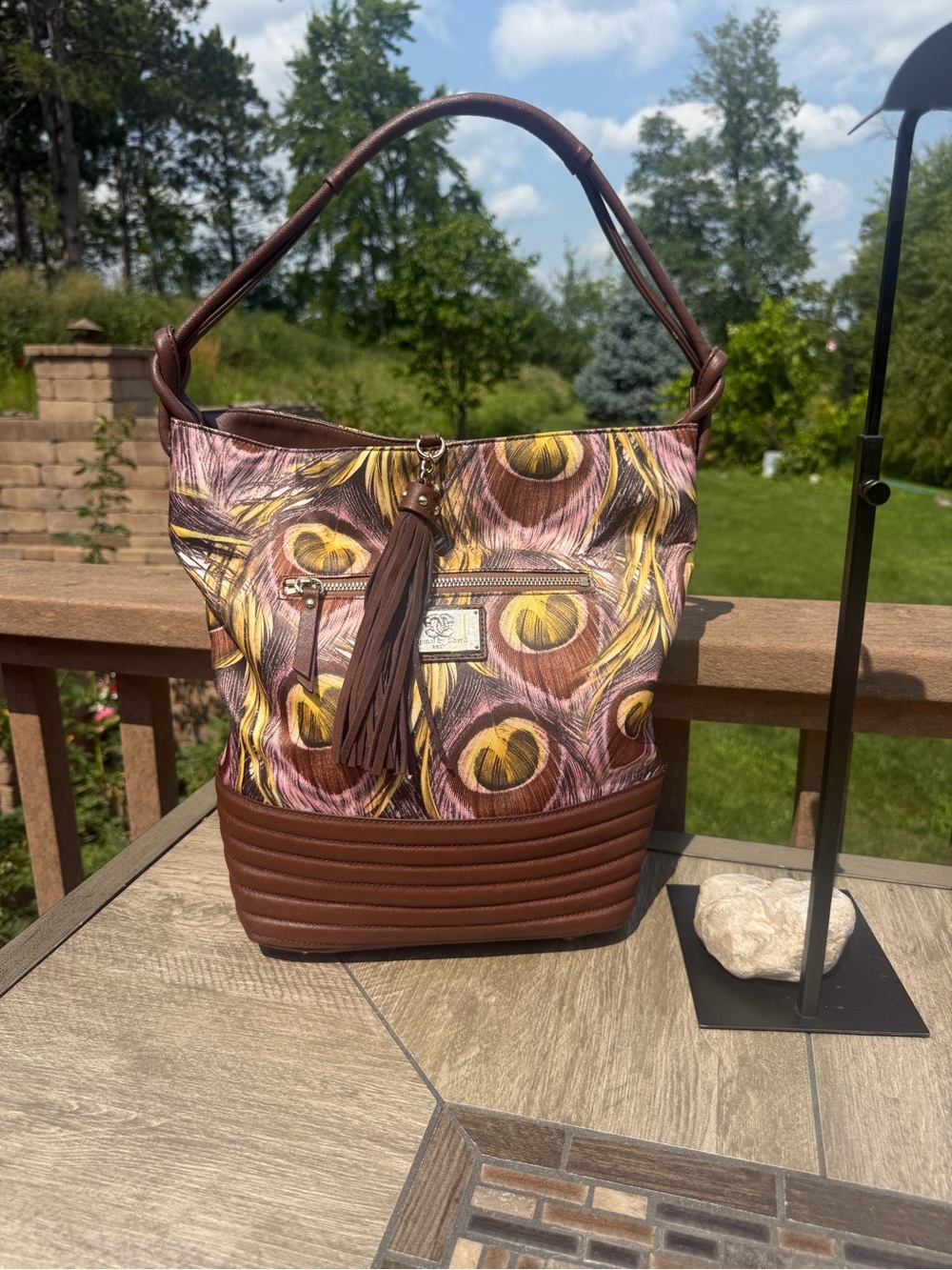 Fair Sharif Vintage Peacock Leather Tassel Hobo Shoulder Bag